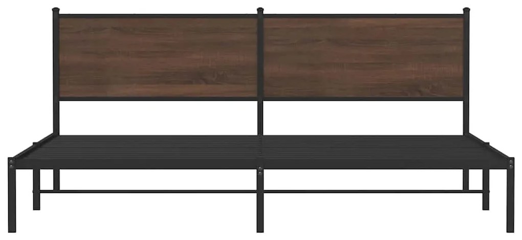 Estrutura cama sem colchão 193x203 cm metal carvalho castanho