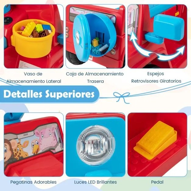 Carro elétrico 6V com sons, botão de arranque, porta-copos, luzes LED e rodas a partir dos 18 meses até 36 meses vermelho