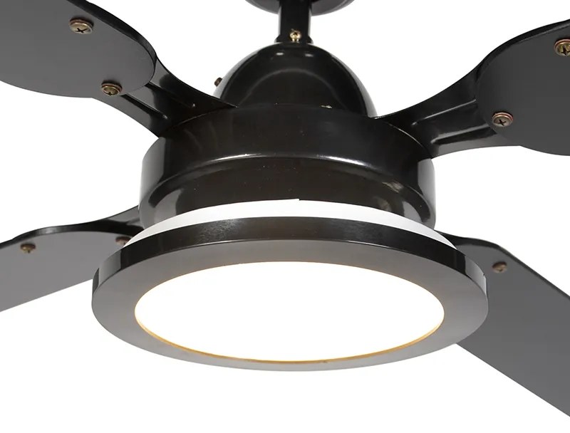 LED Ventilador de teto preto com comando remoto - Fanattic Moderno