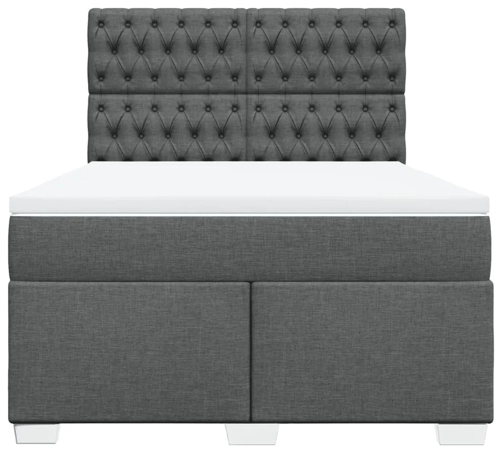 Cama com molas/colchão 140x200 cm tecido cinzento-escuro