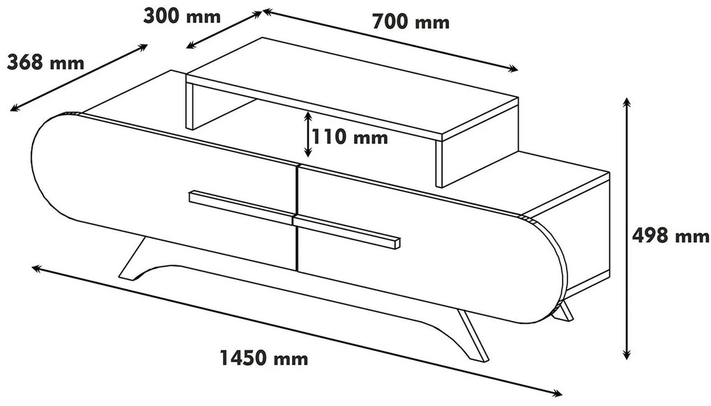 Móvel TV Rose – Walnut Cream – 145x49,8x36,8 cm