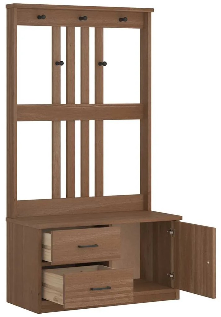 Árvore de Hall SANDNES 87x40x159,5 cm Madeira Maciça de Pinho