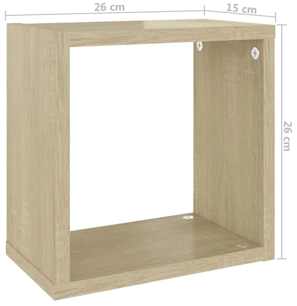 Prateleiras de parede em forma de cubo 2 pcs 26x15x26 cm sonoma