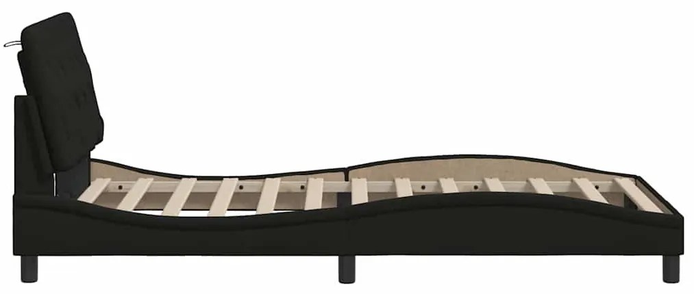 Estrutura de cama sem colchão 100x200 cm tecido preto