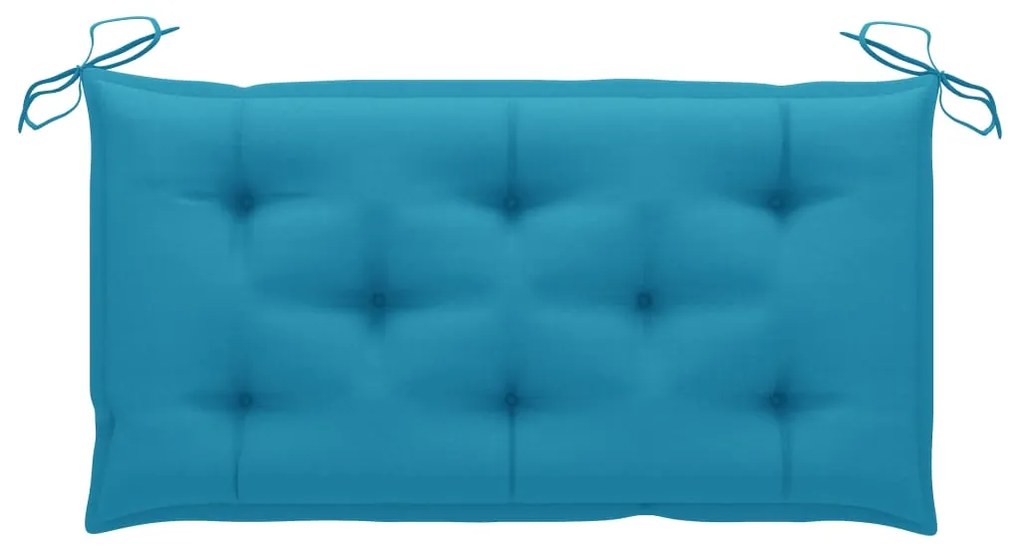 Banco de jardim c/ almofadão azul-claro 112 cm teca maciça