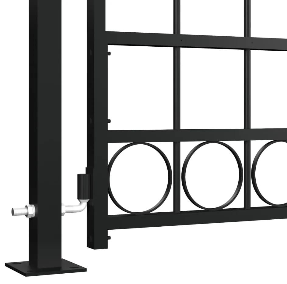 Portão de cerca com topo arqueado e 2 postes 105x204 cm preto