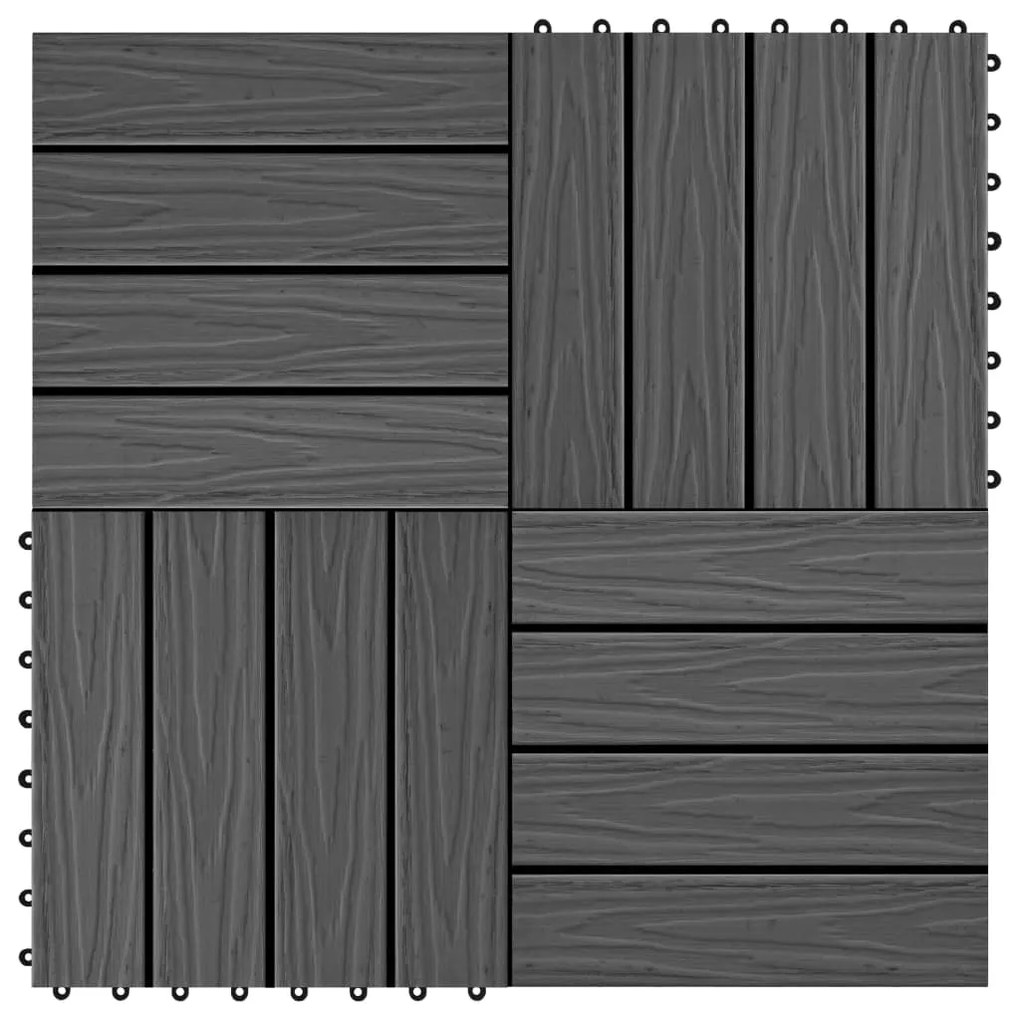 Ladrilho pavimento relevo profundo 11 pcs WPC 1m² preto