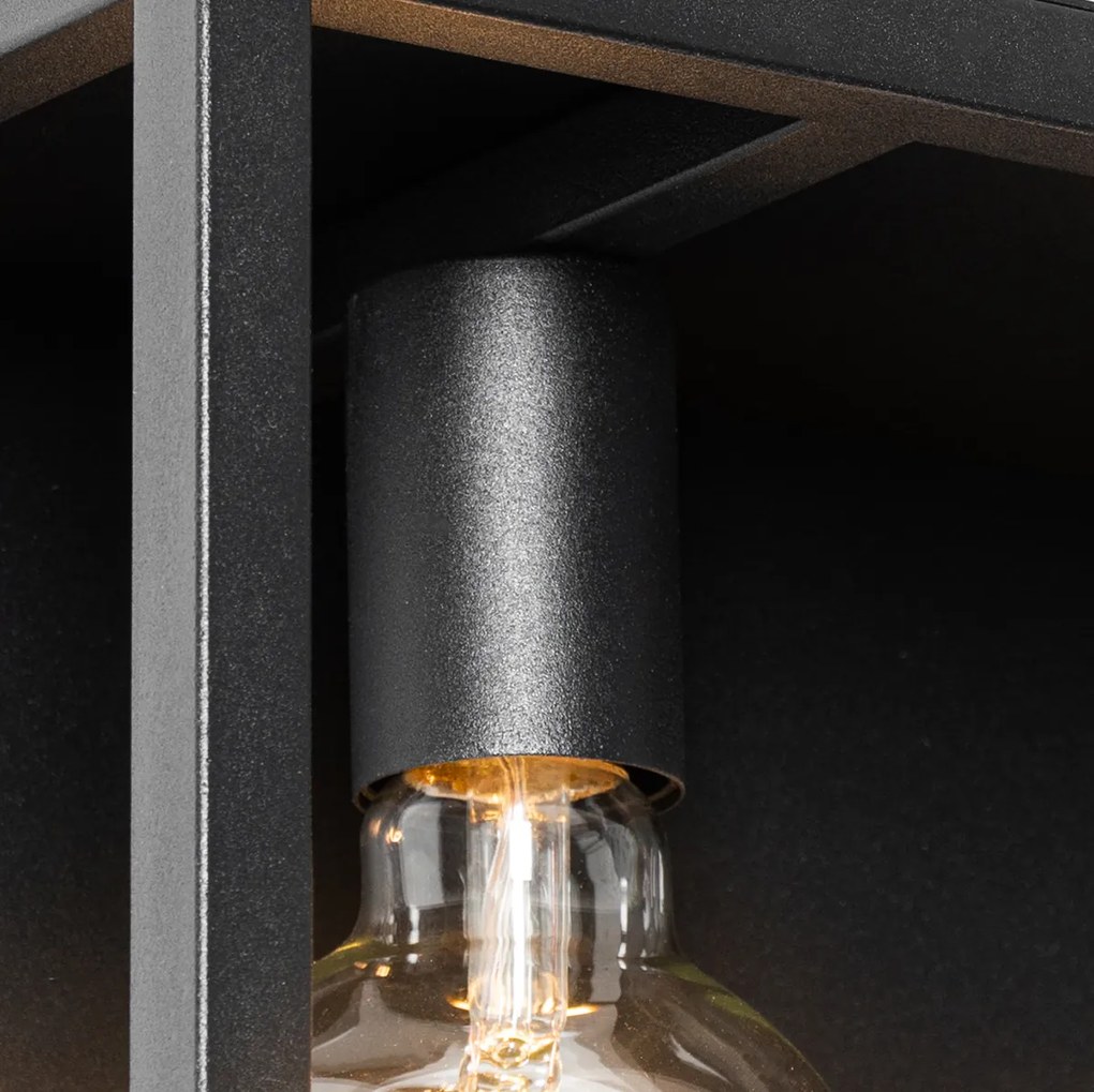 LED Candeeiro de parede inteligente preto com prateleira incl. 2 Wifi G95 - Cage Rack Industrial