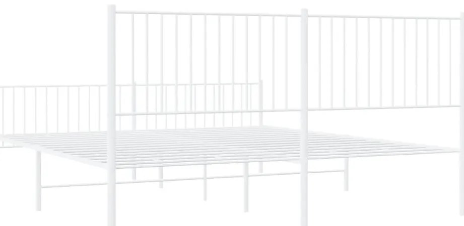 Estrutura de cama com cabeceira e pés 200x200 cm metal branco