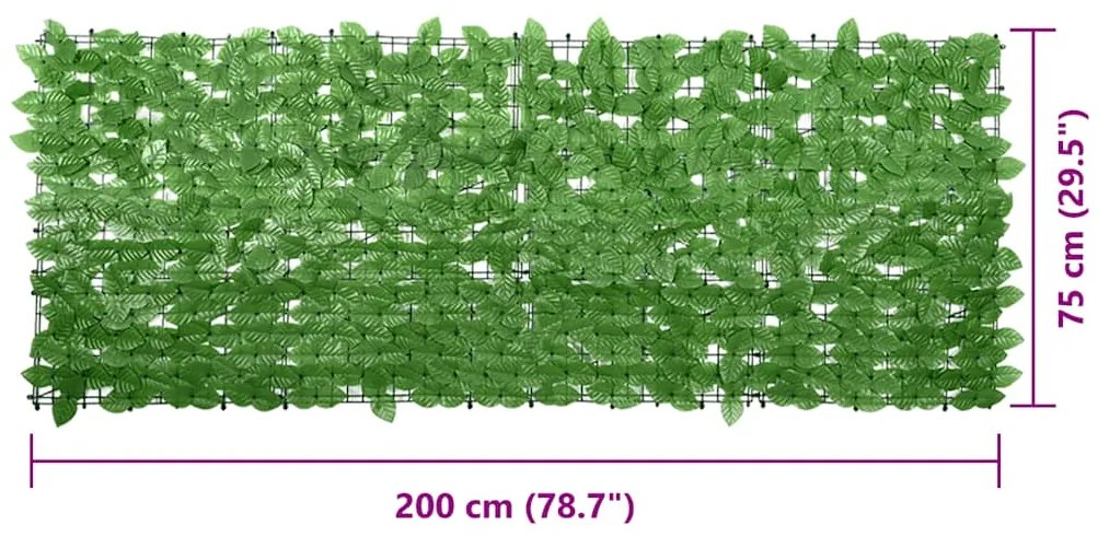 Tela de varanda com folhas verdes 200x75 cm