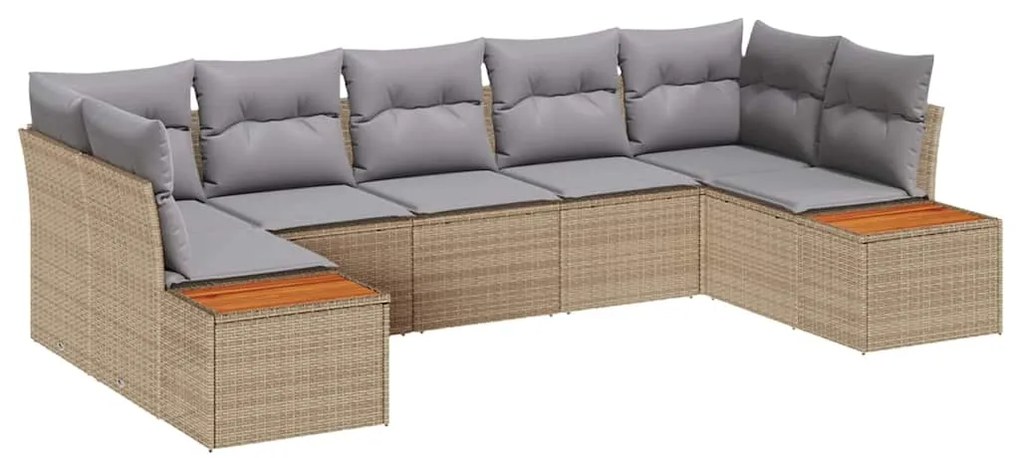 Conjunto de Sofá de Jardim de 7 Peças com Almofadas Bege de Vime Sinté