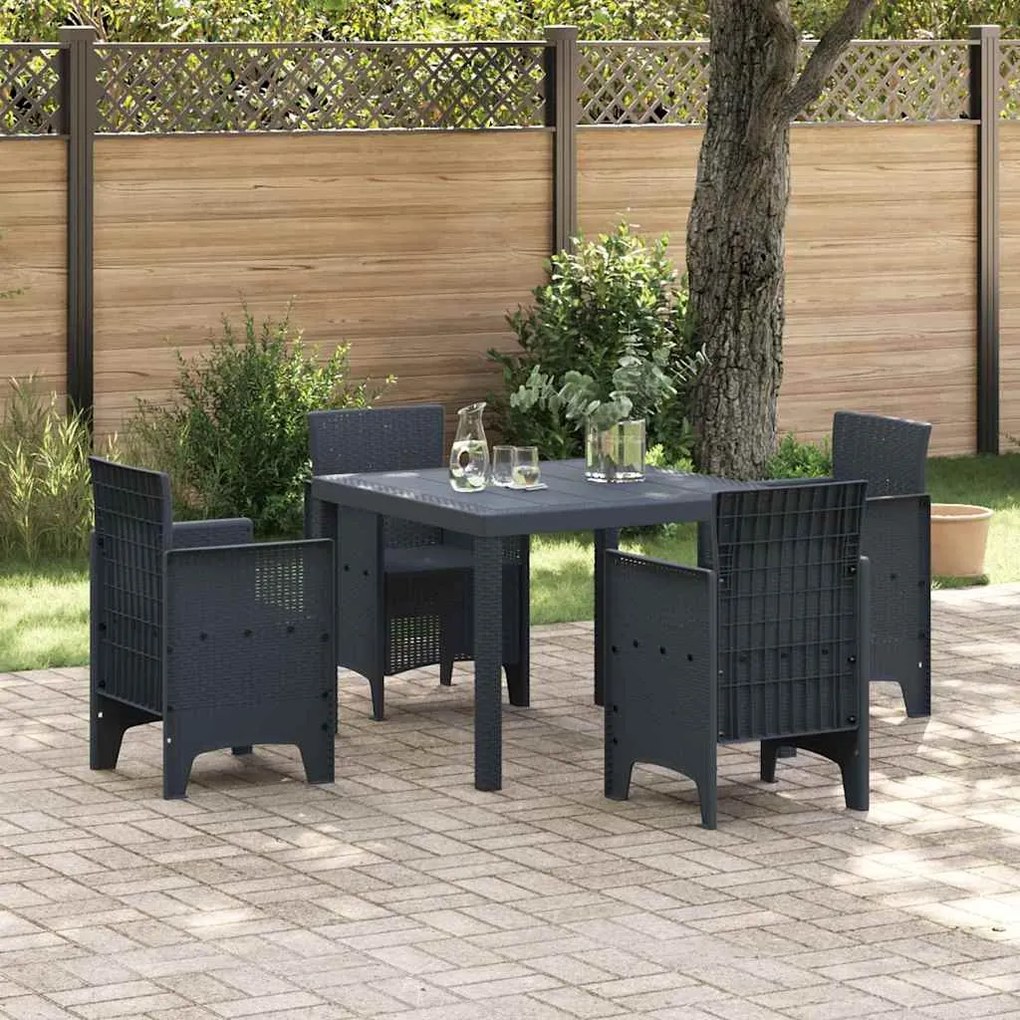 vidaXL Mesa de Jardim Antracite 100 x 100 x 73 cm vime PE