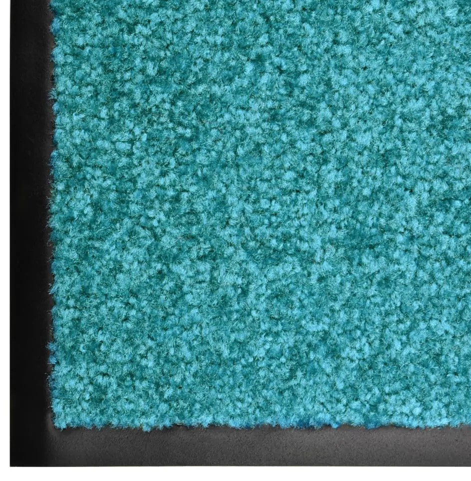 Tapete de porta lavável 90x150 cm azul ciano