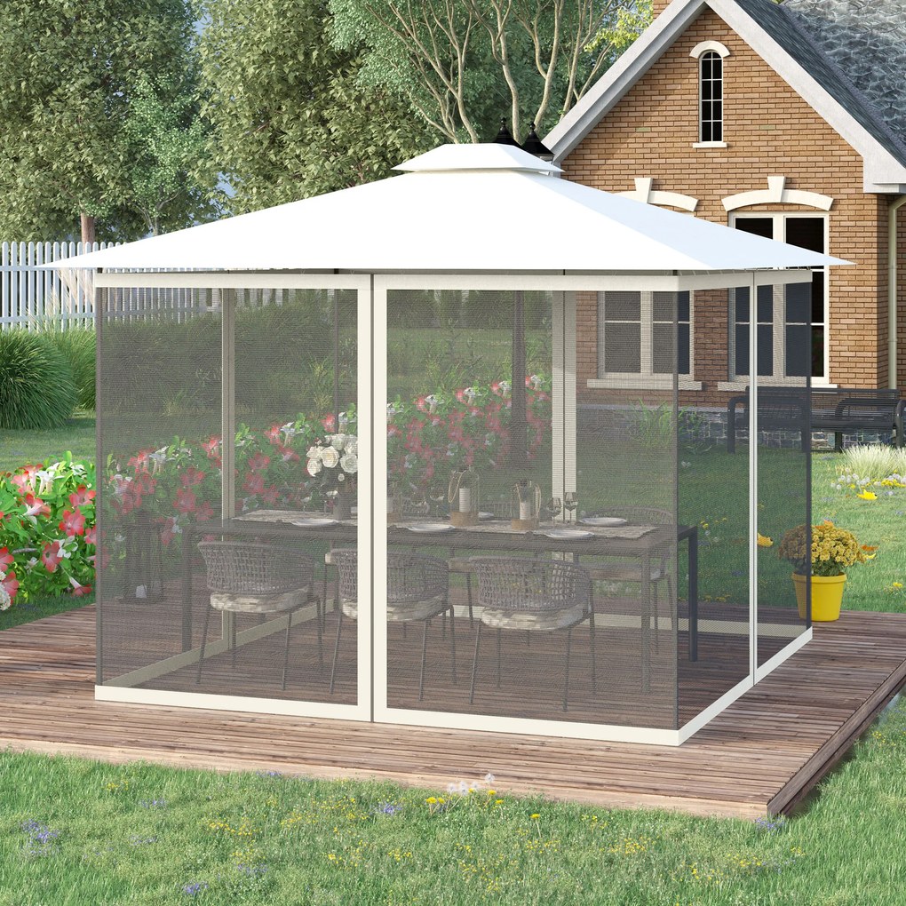Redes mosquiteiras para tenda ou pavilhão de jardim 3 x 4 m - conjunto de 4 redes mosquiteiras com fecho de correr + ganchos de fixação