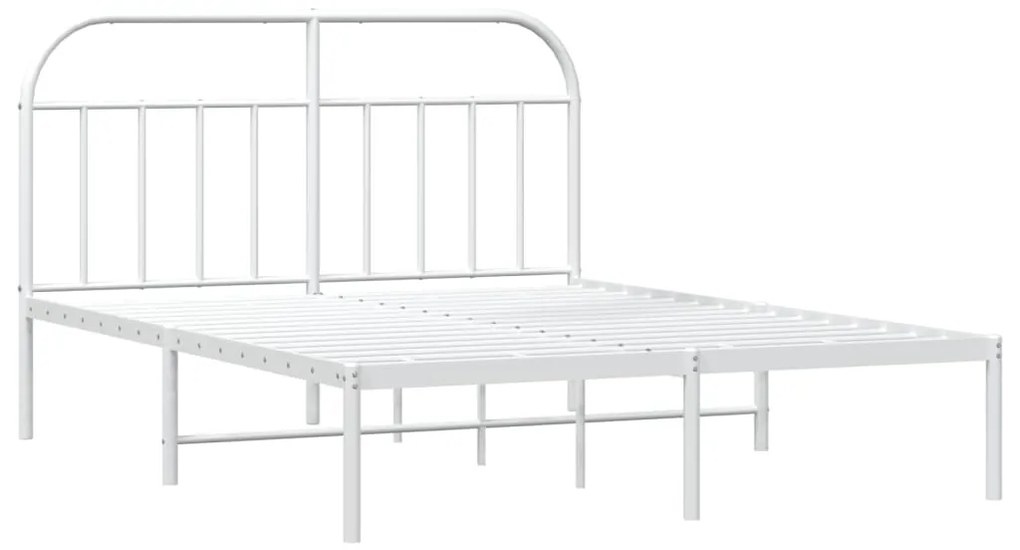 Estrutura de cama com cabeceira 160x200 cm metal branco