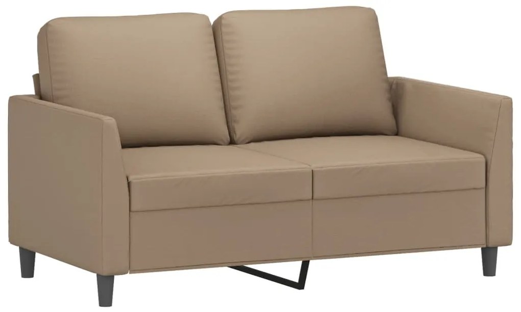 3 pcs conjunto sofás c/ almofadões couro artificial cappuccino