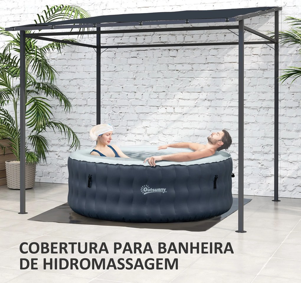 Pérgola de Parede 2,4x2,4 m Pérgola de Jardim com Teto Inclinado Prote