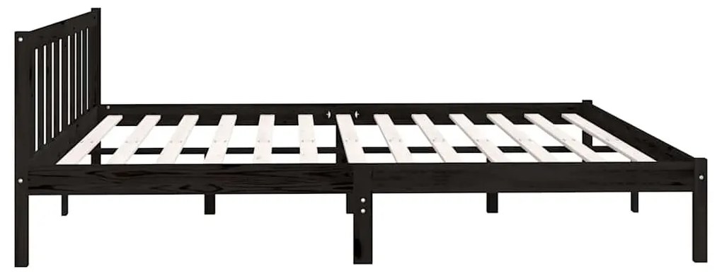 Estrutura de cama 200x200 cm madeira de pinho maciça preto