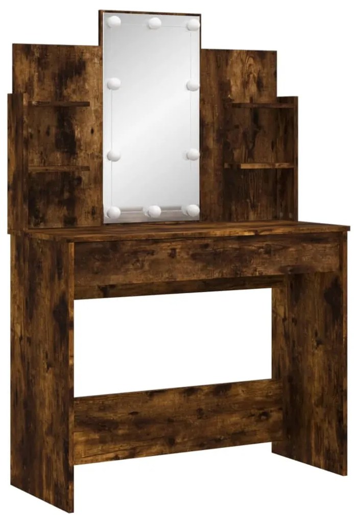 Toucador com luzes LED 96x40x142 cm carvalho fumado