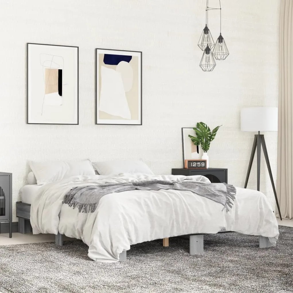 vidaXL Estrutura de cama 150x200 cm derivados madeira/metal