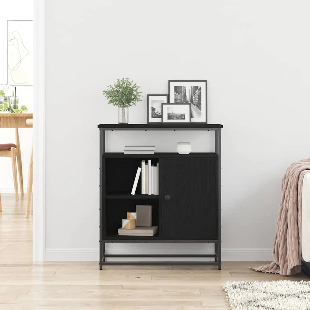 Sideboard vidaXL Preto Carvalho 69x35x80 cm Madeira Engenharia e Aço