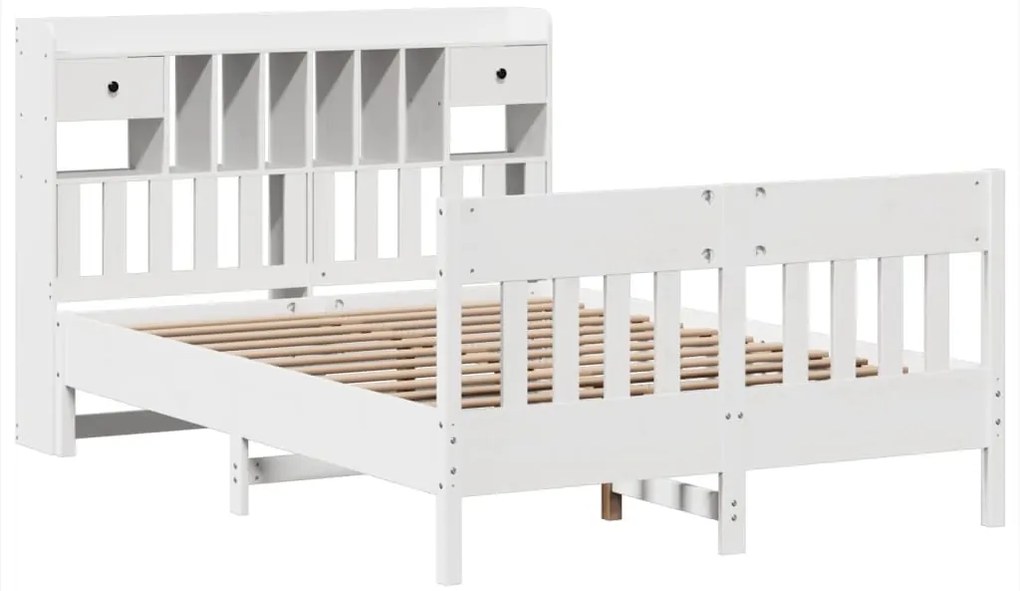 Cama sem colchão 150x200 cm madeira de pinho maciça branco