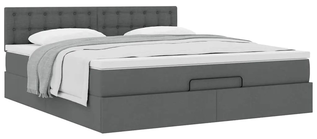 Estrutura de cama otomana com colchão 180x200cm cinzento escuro