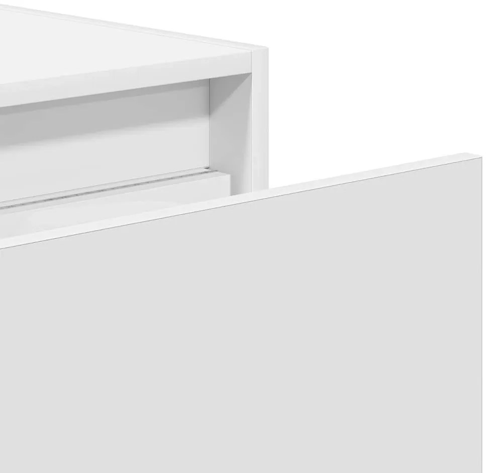 Mesas de cabeceira de parede com luzes LED 2 pcs branco
