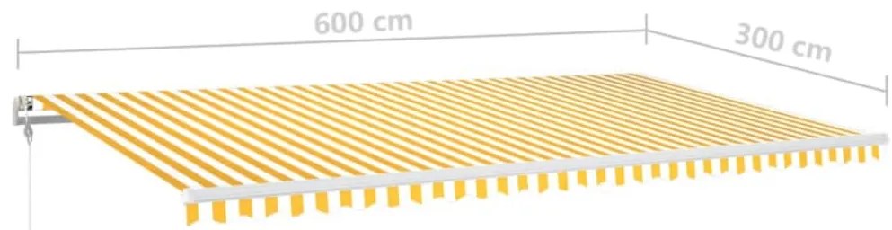 Toldo automático LED e sensor de vento 600x300cm amarelo/branco