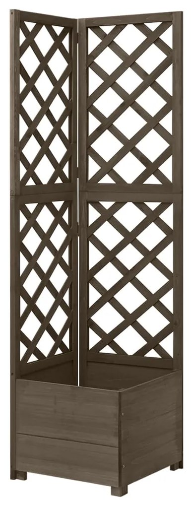 vidaXL Vaso com treliça de canto 40x40x150 cm abeto maciço cinzento