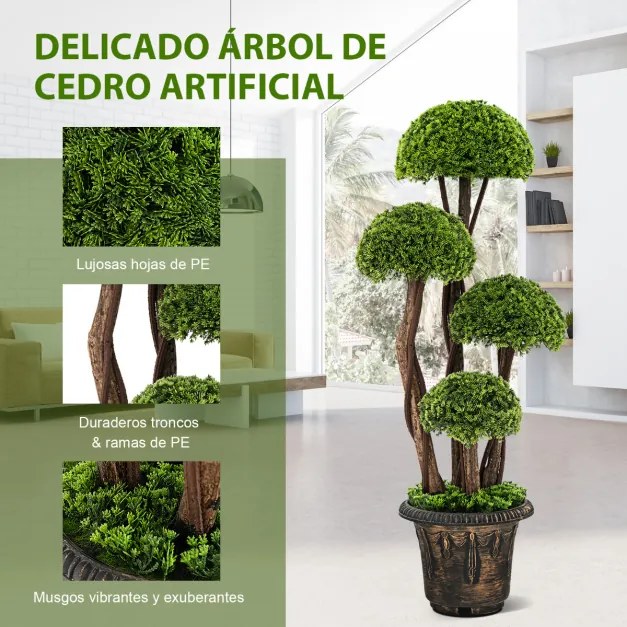 Árvore cedro artificial de 90cm, planta falsa de cipreste com vaso decorativo falso para jardim interno