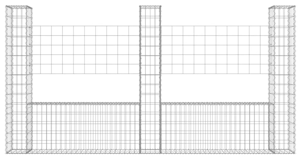 Cesto gabião em forma de U c/ 3 postes 260x20x150 cm ferro