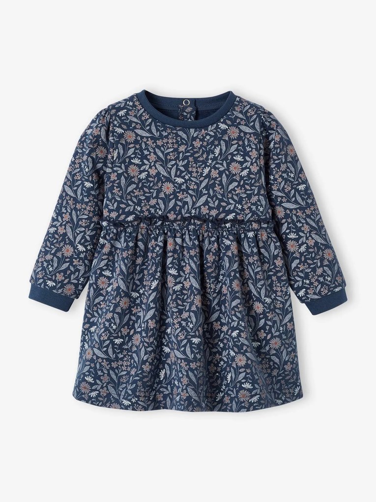 Vestido em moletão, para bebé azul-noite