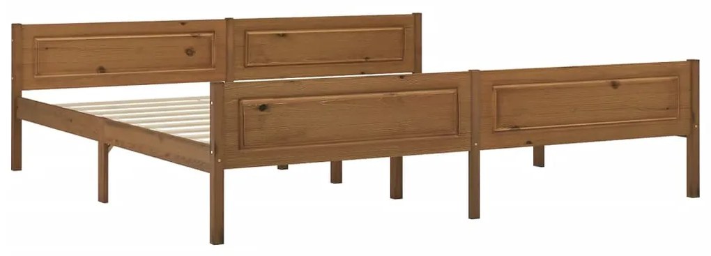 Estrutura de cama 200x200 cm pinho maciço castanho mel