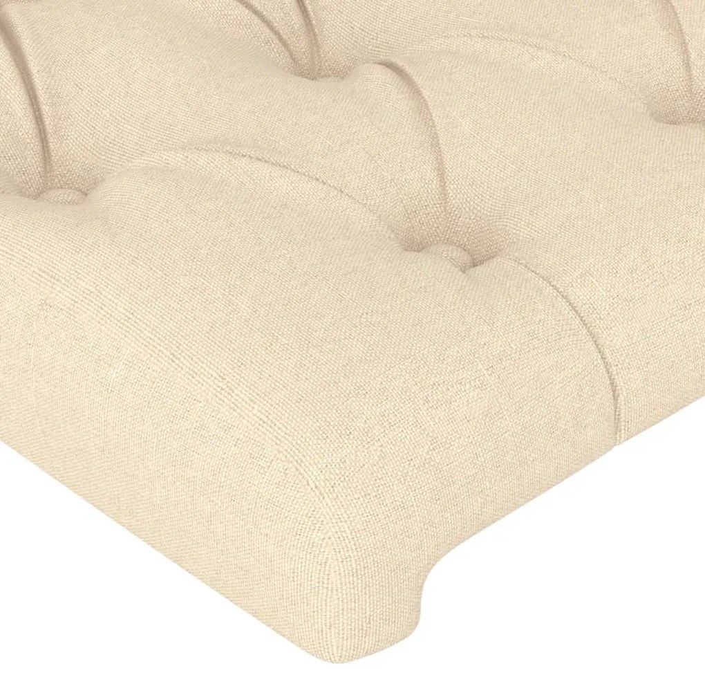 Estrutura de cama c/ cabeceira tecido cor creme 140x190 cm