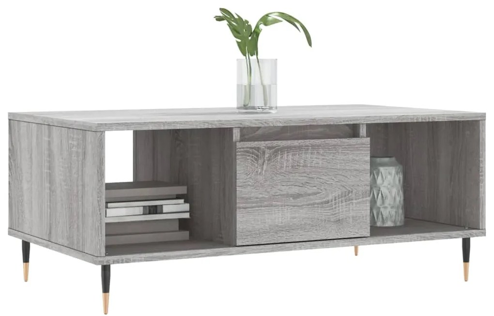 Mesa de centro 90x50x36,5 cm derivados madeira cinzento sonoma