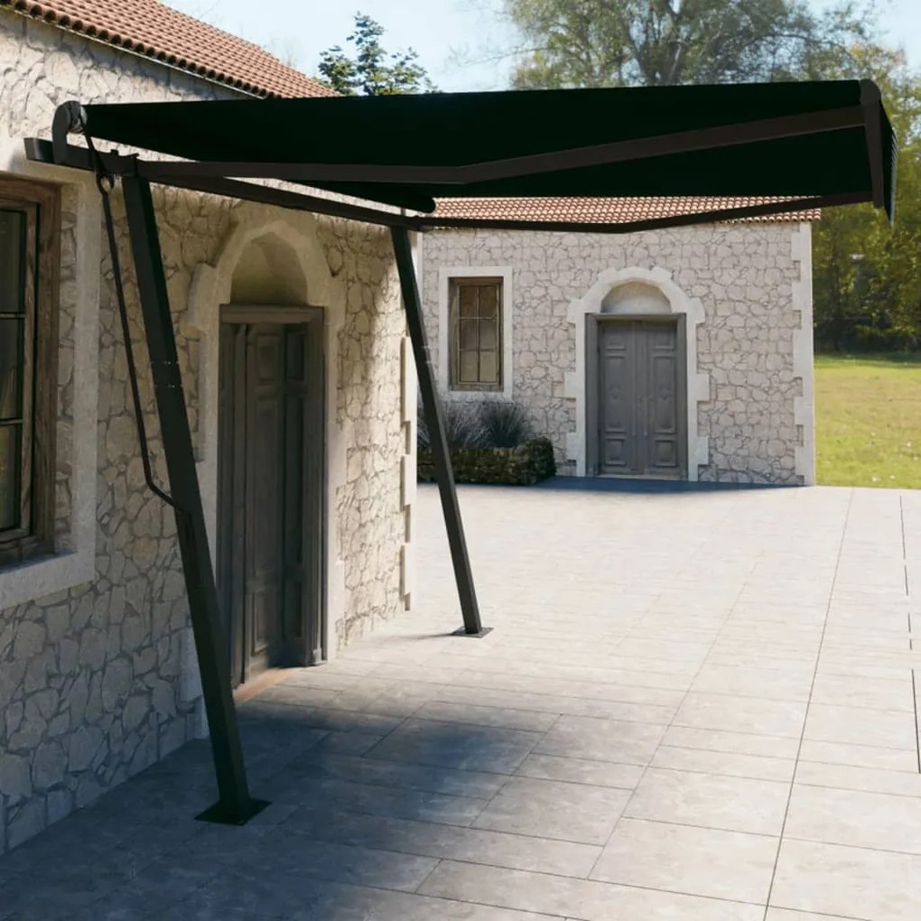 vidaXL Toldo retrátil manual com postes 4x3 m antracite