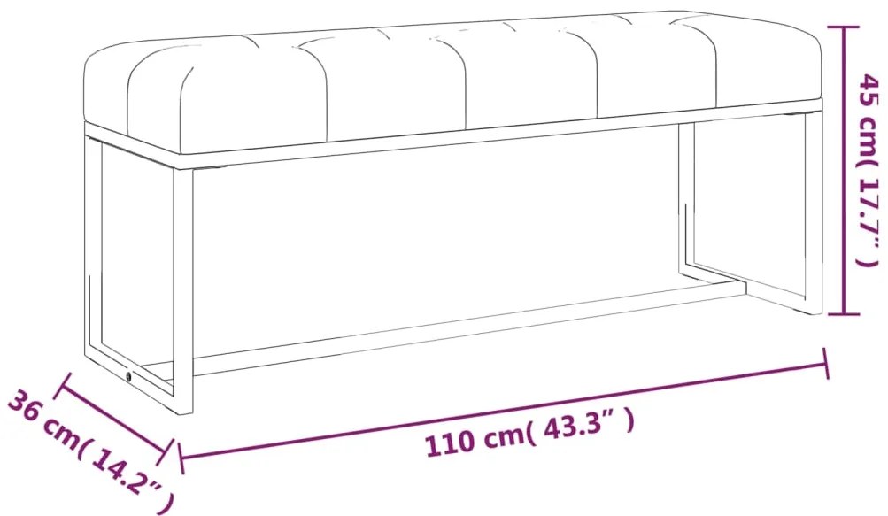 Banco 110x36x45 cm veludo cinzento