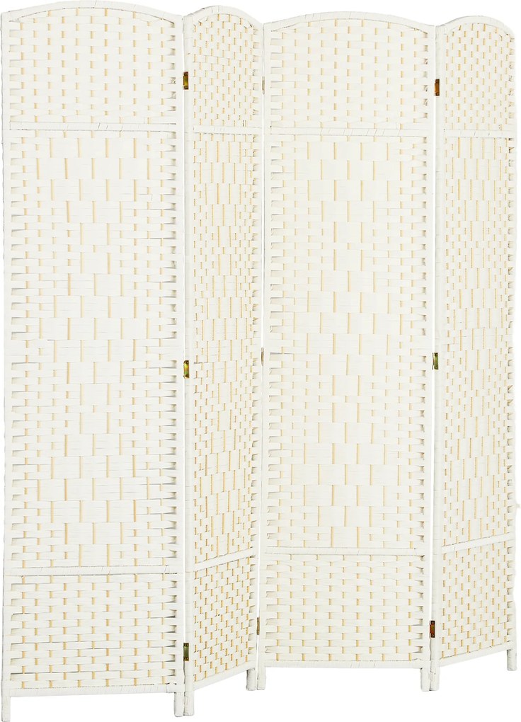 HOMCOM Biombo interior em madeira 4 painéis divisor de ambientes dobrável para sala quarto 180 x 180 cm branco | Aosom Portugal