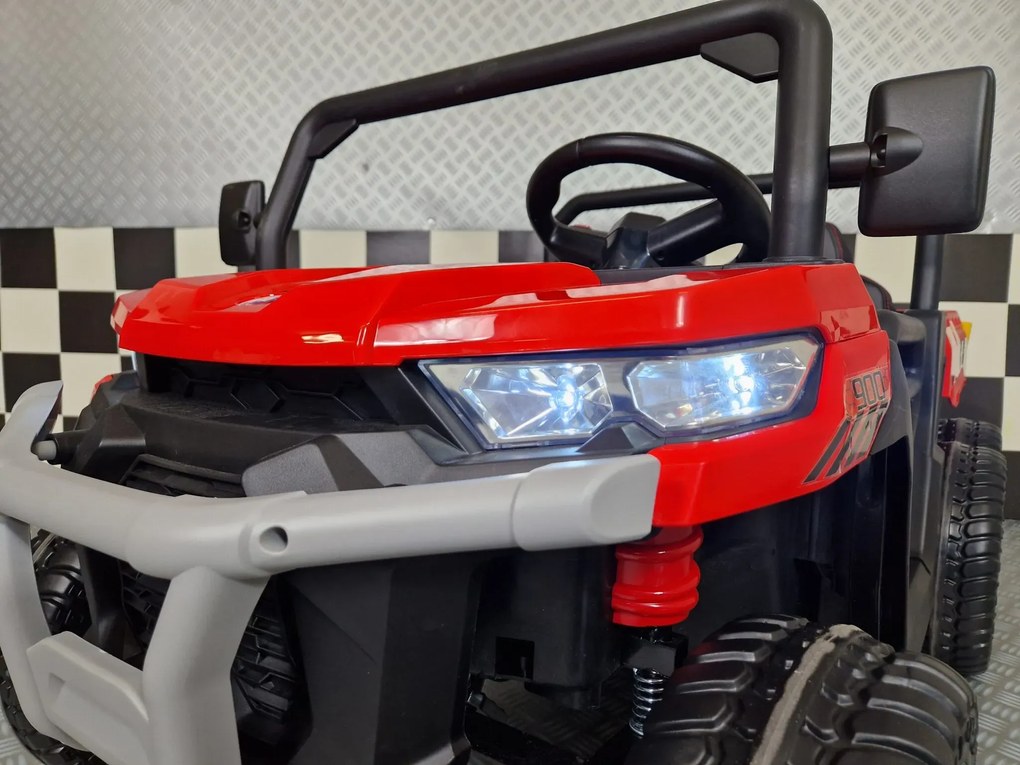 Carro elétrico para crianças jeep Transporter 24V, Pneus EVA, Assento de couro Vermelho