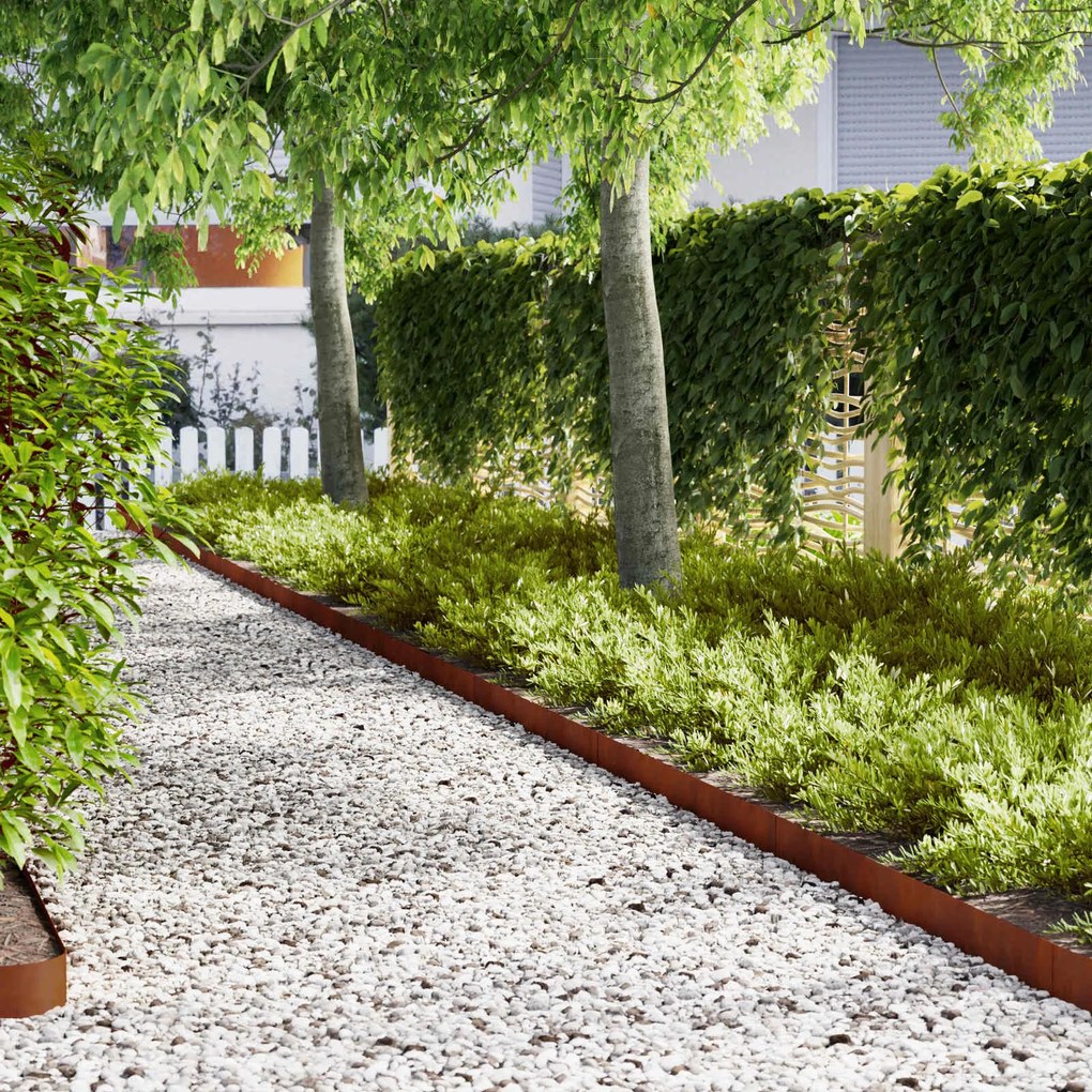 vidaXL Acabamento para Gramado 10 pcs Castanho 100 x 0.05 x 20 cm