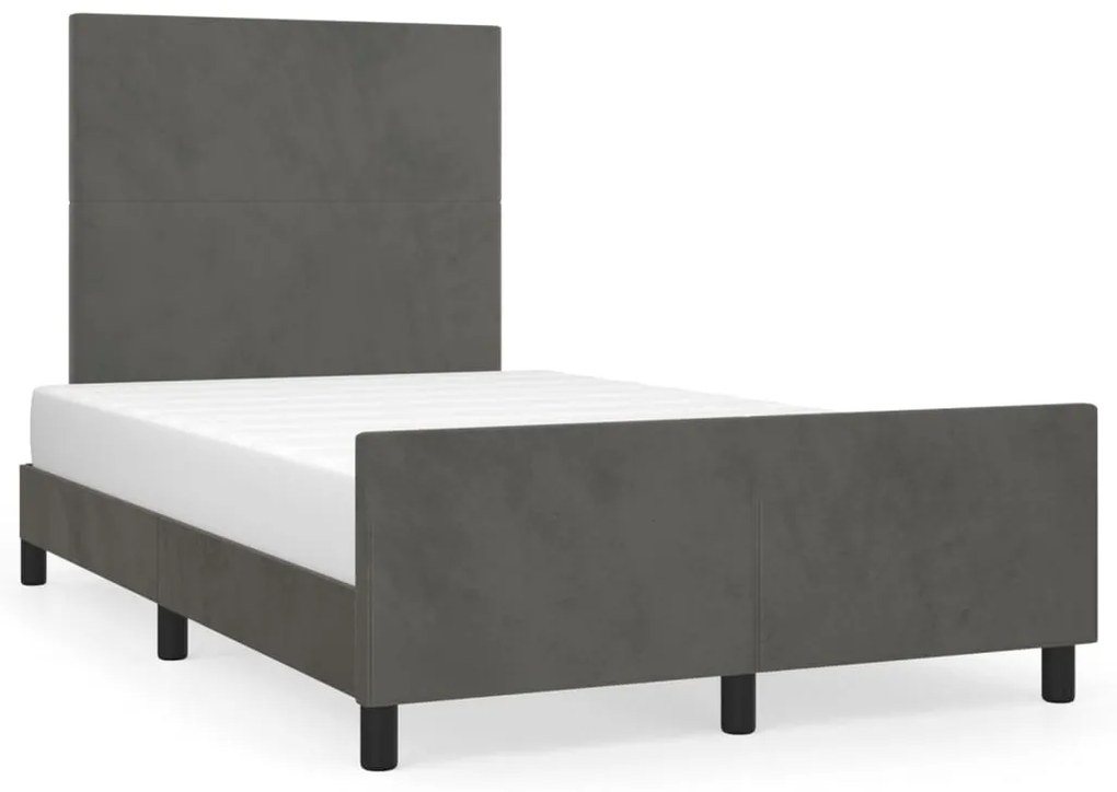 vidaXL Estrutura de cama sem colchão 120x190 cm Veludo cinza escuro