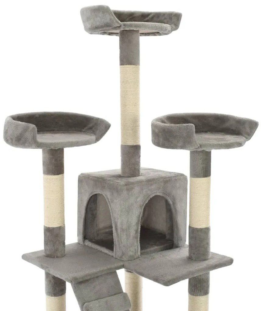 Árvore para gatos c/ postes arranhadores sisal 170 cm cinzento