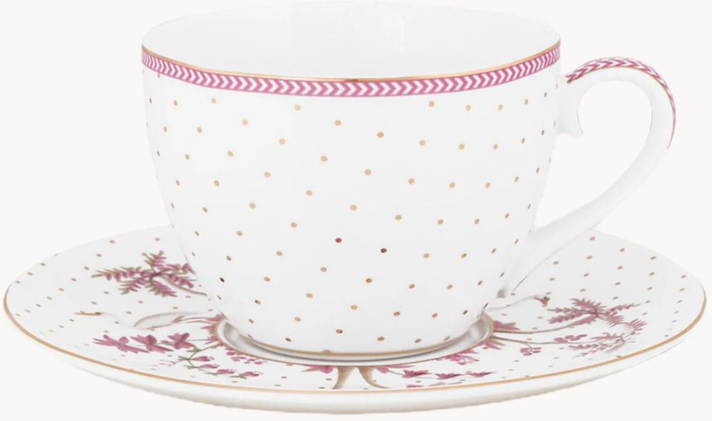 Chávenas de chá e pires em porcelana Jolie Dots, conjunto de 2