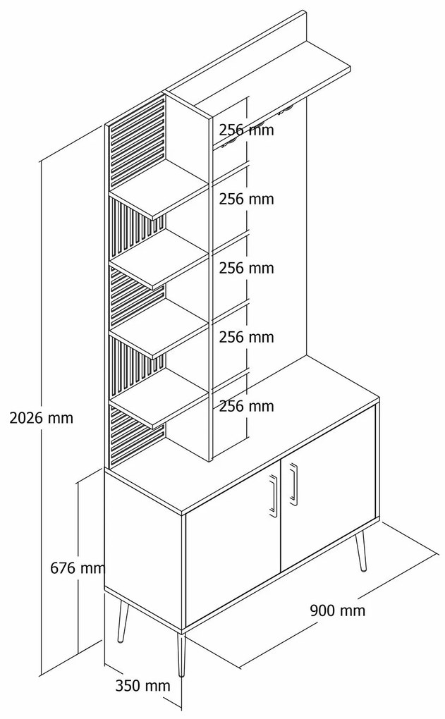 Hall Stand Viyana – Branco/Dourado – 90 cm x 35 cm x 202 cm