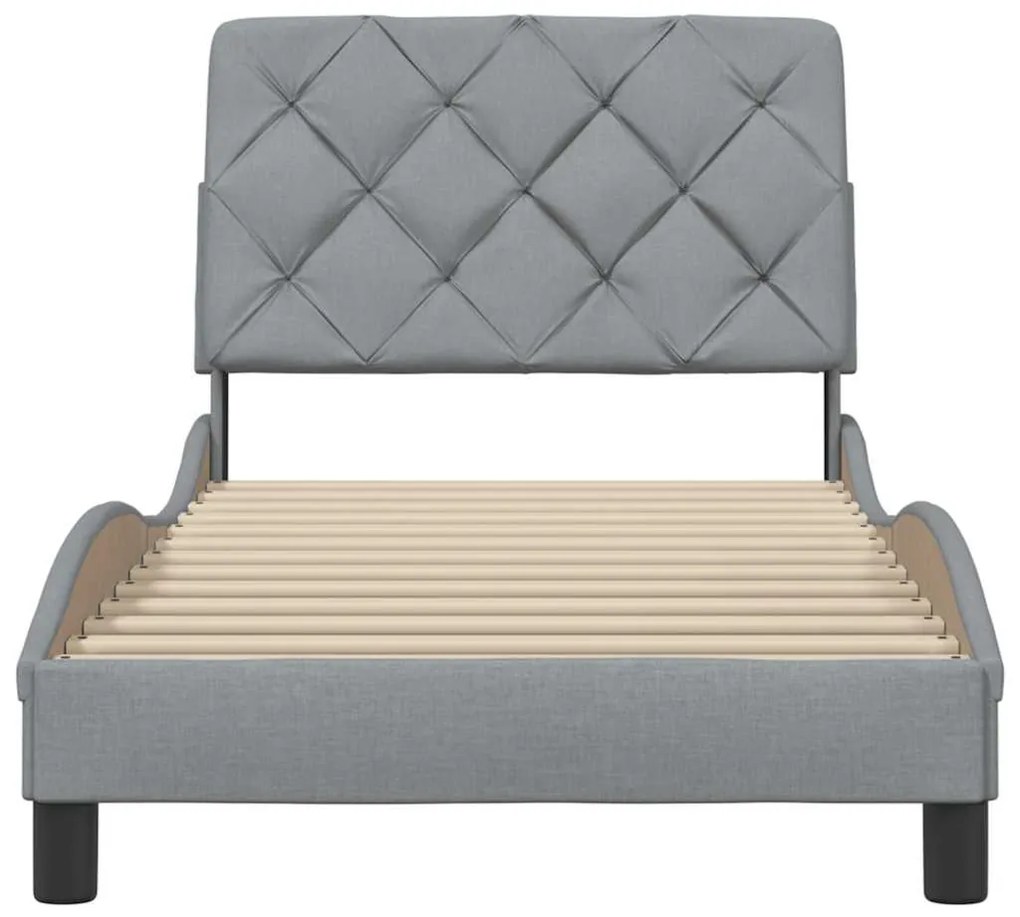 Estrutura de cama sem colchão 90x200 cm tecido cinzento-claro
