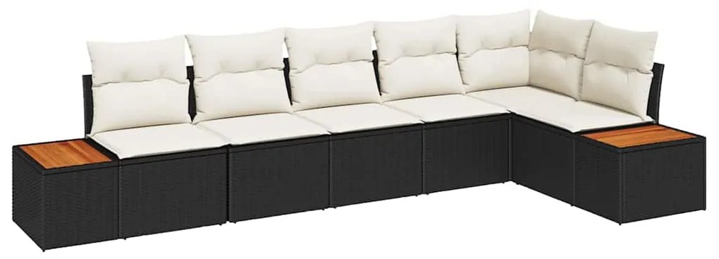 Conjunto de Sofá de Jardim de 6 Peças com Almofadas em Rattan Poliéste