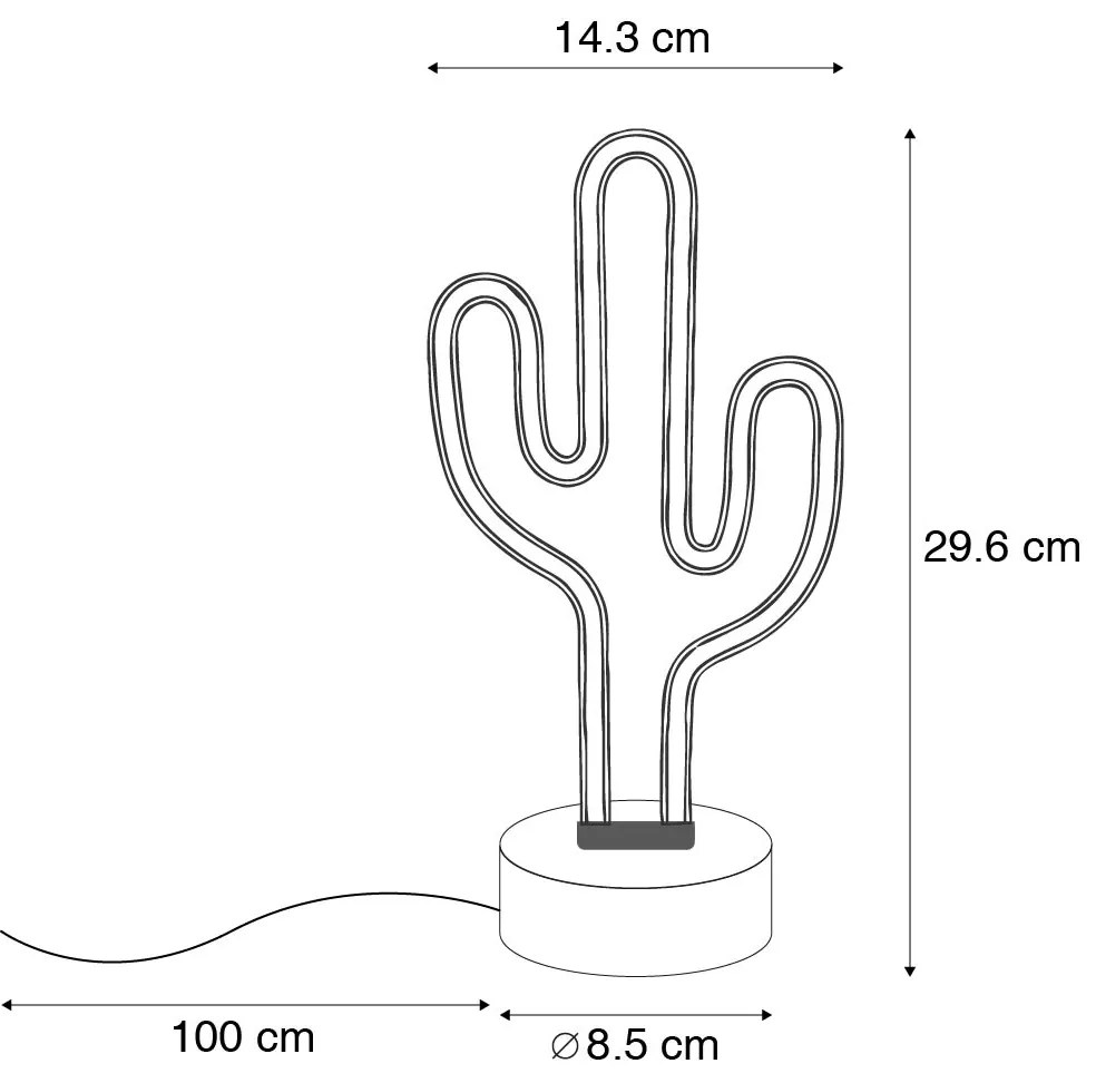 Candeeiro de mesa neon verde c/ LED - Plant Design