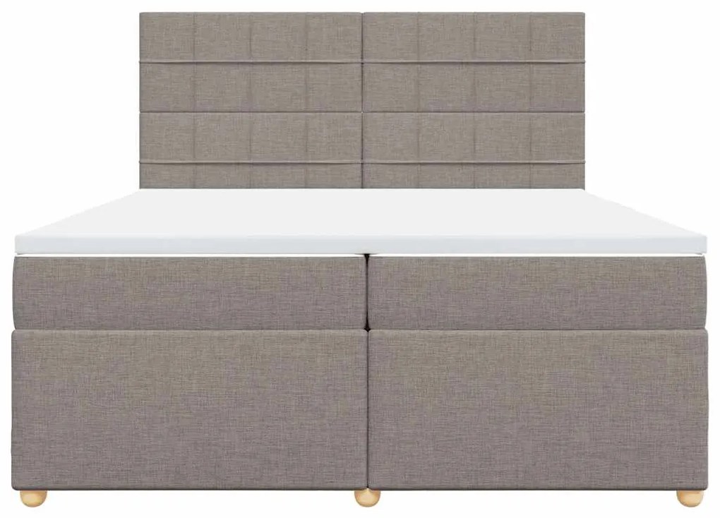Cama com molas/colchão 200x200 cm tecido castanho-acinzentado