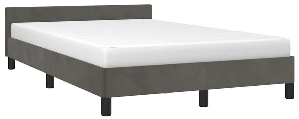 Estrutura de cama sem colchão 120x200 cm veludo cinzento-escuro